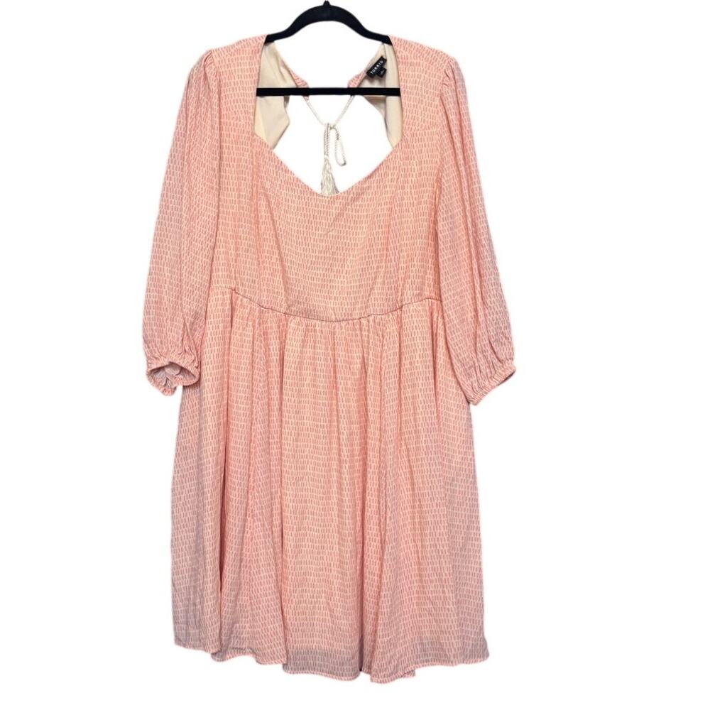 Torrid Plus Size Light Pink Babydoll Dress Long Sleeve Cute Girly Mini